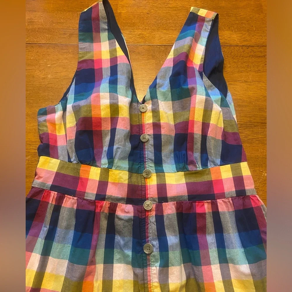 J. Crew Plaid Midi Button Dress